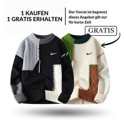 Lässiger Patchwork-Pullover