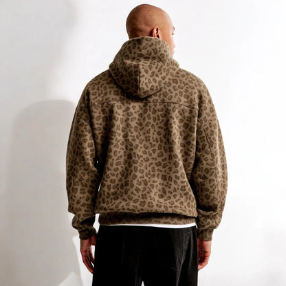 TIM | Leoparden-Kapuzenpullover mit Kängurutasche und weichem Futter
