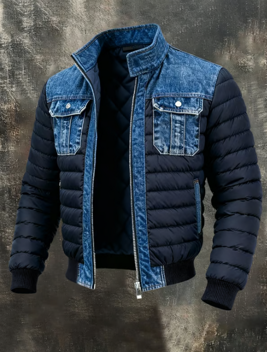 Stefan | Herrenjacke gefüttert mit Denim-Details modern