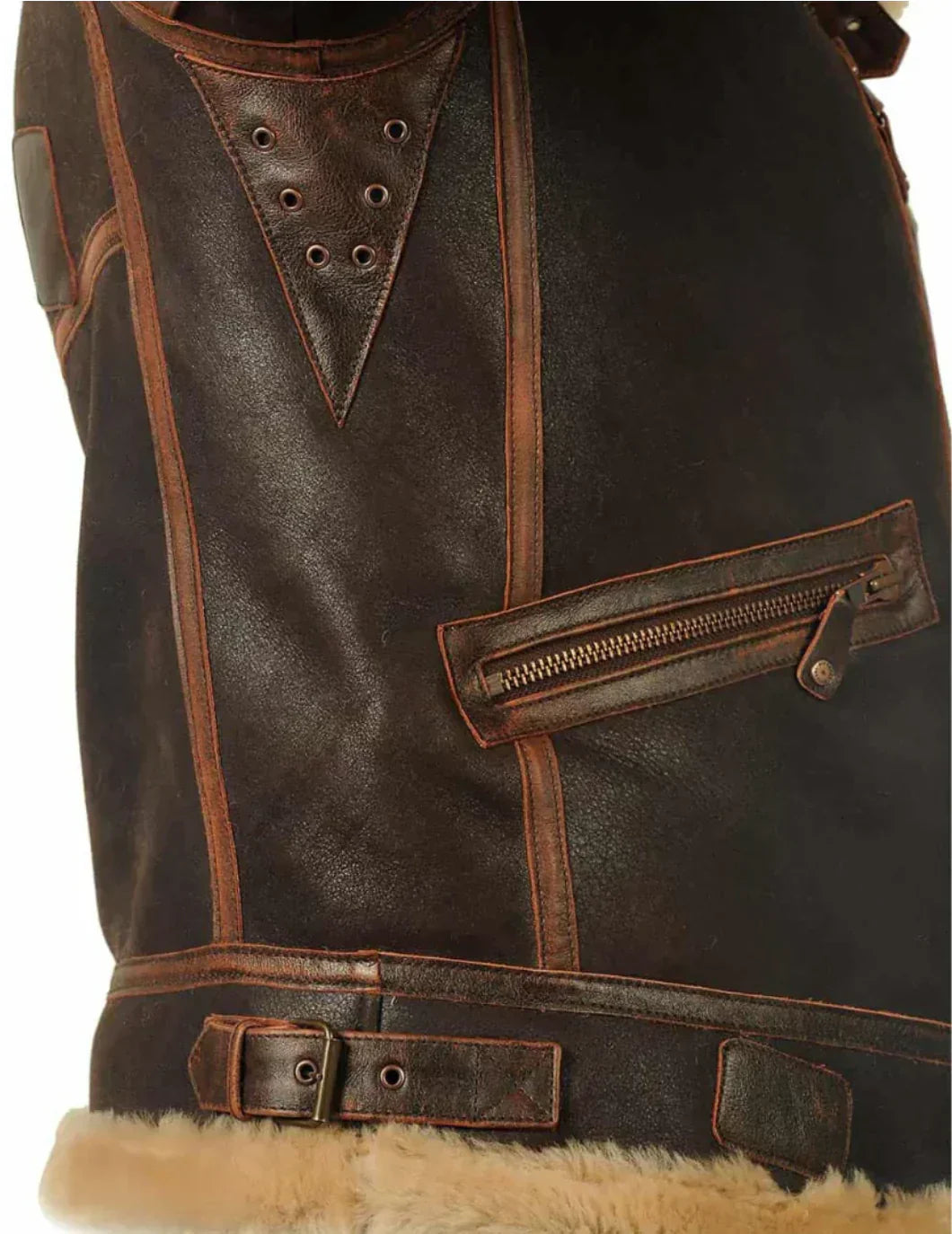 Carl Lederjacke mit Vintage-Look und Reißverschluss