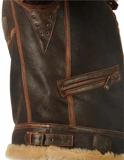 Carl Lederjacke mit Vintage-Look und Reißverschluss