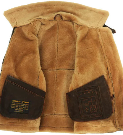 Carl Lederjacke mit Vintage-Look und Reißverschluss