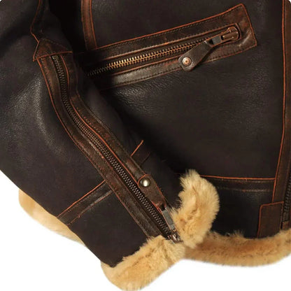 Carl Lederjacke mit Vintage-Look und Reißverschluss