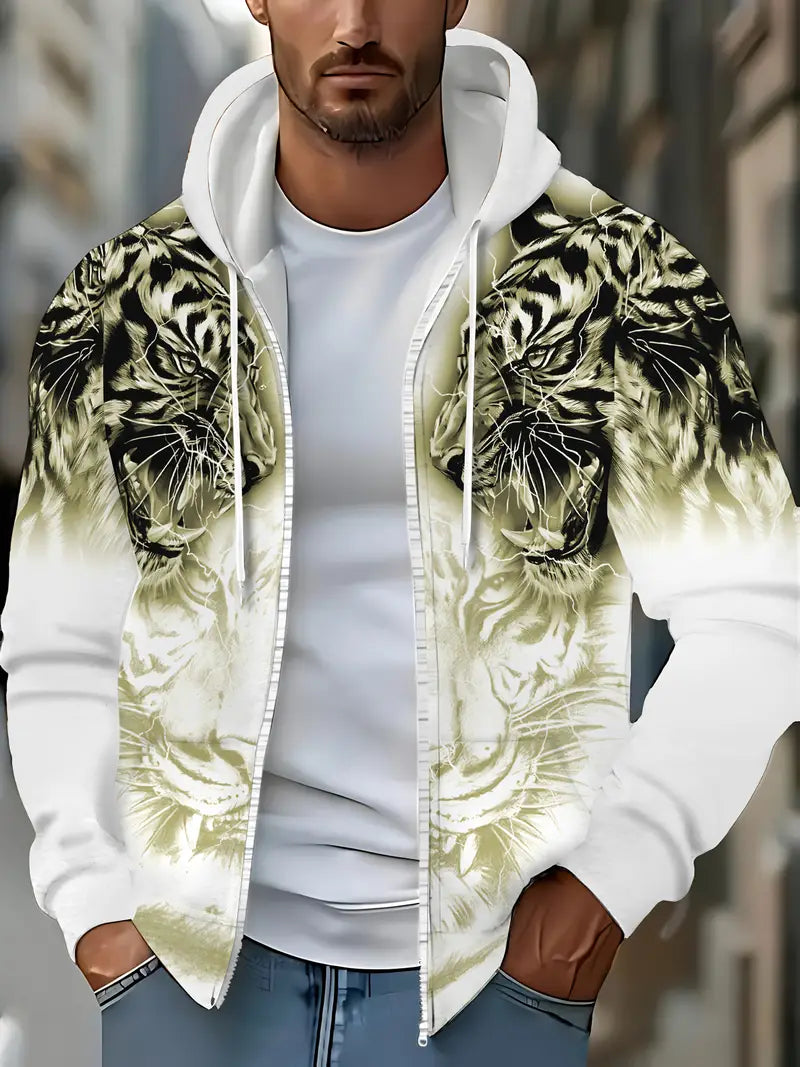 Jonas | Lässige Hoodie-Jacke mit modernem Tigerdesign