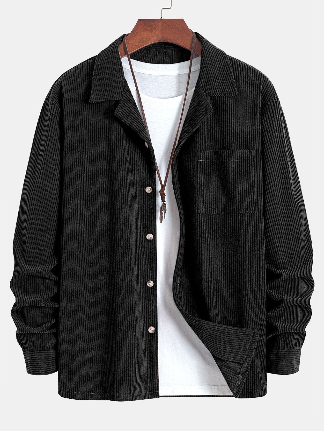 Marvin | Cordhemd mit kubanischem Kragen – Langarm