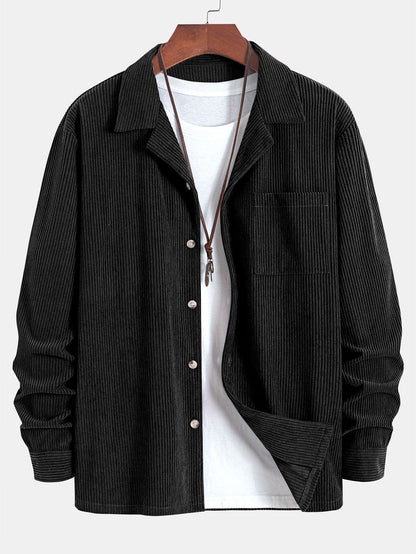 Marvin | Cordhemd mit kubanischem Kragen – Langarm