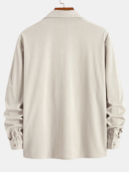 Marvin | Cordhemd mit kubanischem Kragen – Langarm