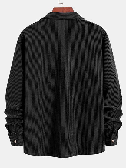 Marvin | Cordhemd mit kubanischem Kragen – Langarm