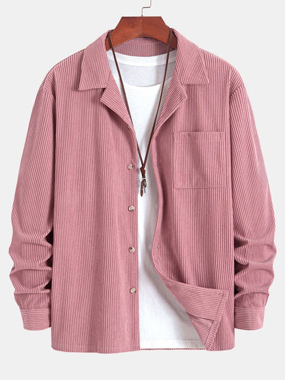 Marvin | Cordhemd mit kubanischem Kragen – Langarm