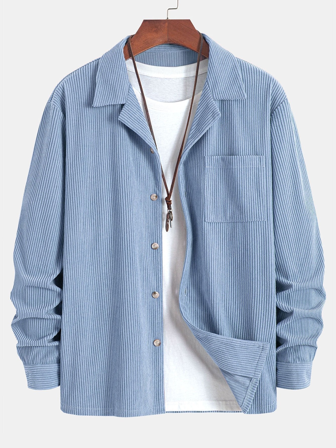 Marvin | Cordhemd mit kubanischem Kragen – Langarm